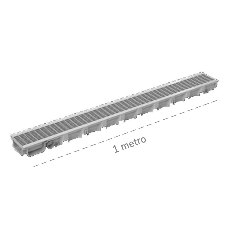 Canaletta raccolta acqua Pegasus Plus One S 1mt 100x35 con griglia plastica Dakota - 1