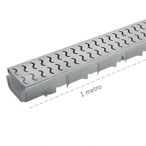 Canaletta raccolta acqua Pegasus Plus One S100x35 con griglia zincata Wave More