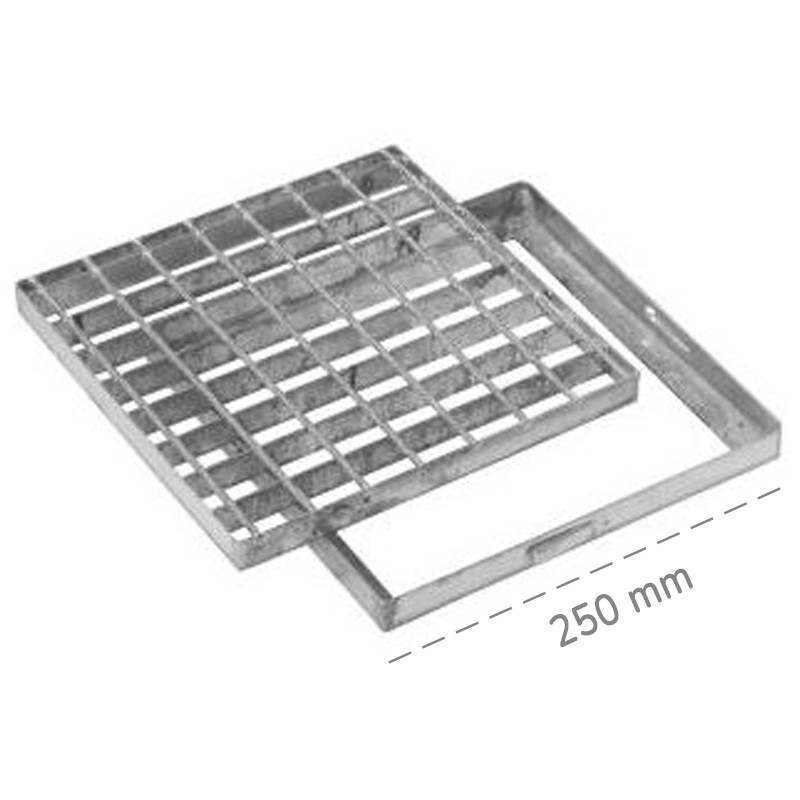 Griglia quadrata con telaio Dakota 250x250mm Classe 2 in acciaio zincato per pozzetti Dakota - 1