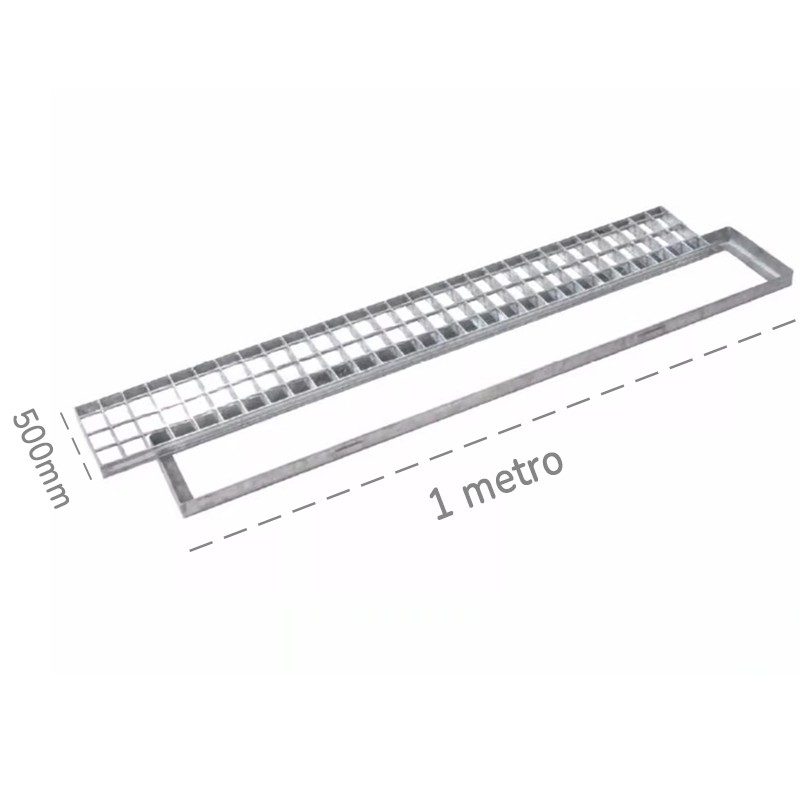 Griglia rettangolare con telaio Dakota 1000x500mm Classe 1 in acciaio zincato per raccolta acqua Dakota - 1