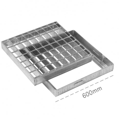 Griglia pesante con telaio Dakota 600x600mm Classe 1 in acciaio zincato per deflusso acqua Dakota - 1