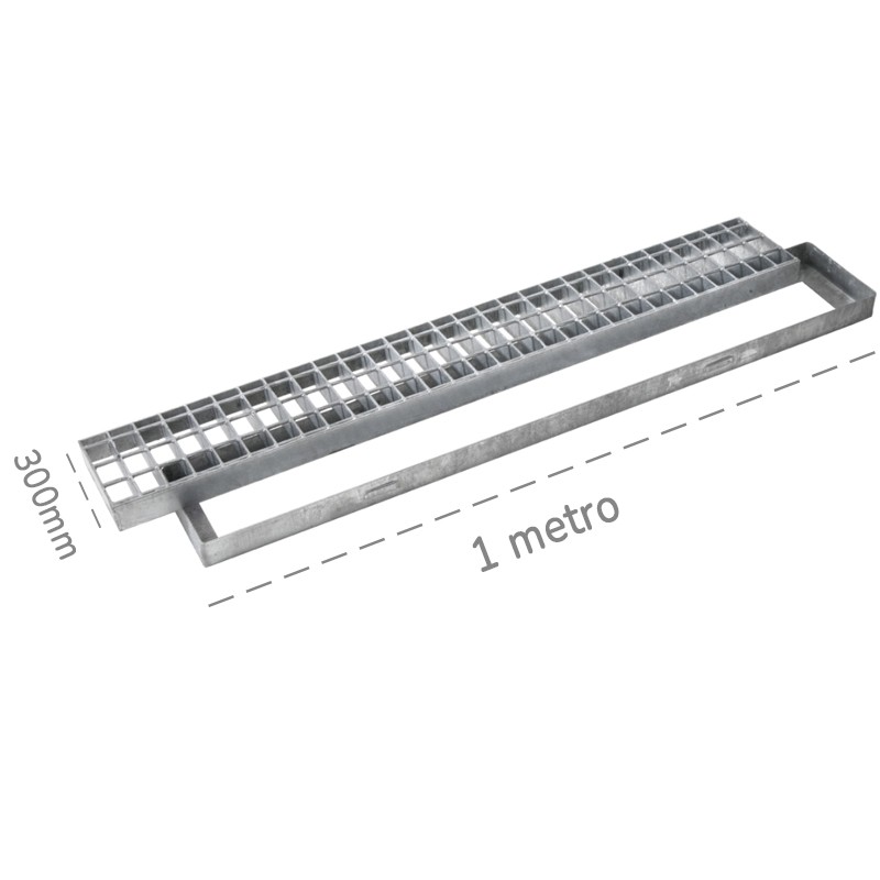 Griglia pesante con telaio Dakota 1000x300mm Classe 3 in acciaio zincato per raccolta acqua Dakota - 1