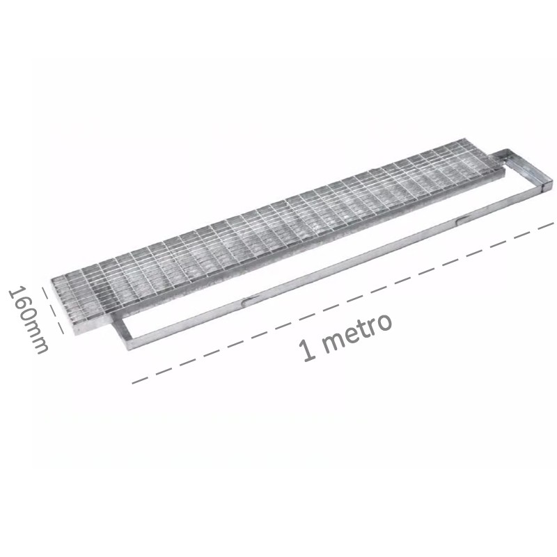 Griglia con telaio Dakota 1000x160mm con maglia antitacco in acciaio zincato Dakota - 1