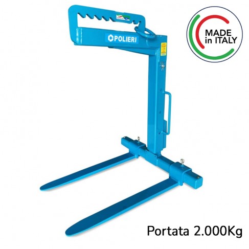 Forca telescopica a bilanciamento manuale Polieri FRC/T/20 forche regolabili, portata 2.000Kg