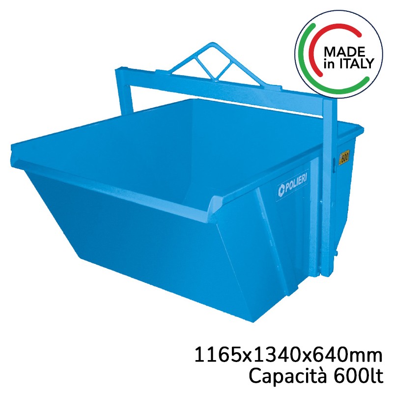 Benna autoscaricante per gru Polieri 1165x1340x640mm capacità 600lt Polieri - 1