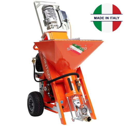 Intonacatrice compatta Mixer Sprinter 3kW Intonaco con flussimetro digitale e serbatoio 80 litri
