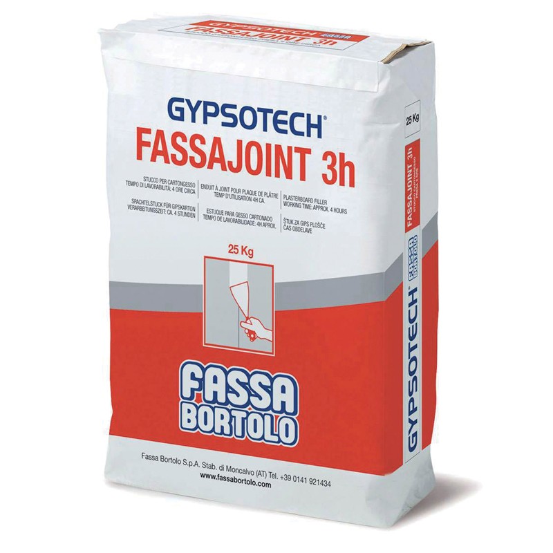 Stucco per cartongesso Fassa Bortolo Fassajoint 3h, lavorazione 3 ore (Sacco da 25Kg)