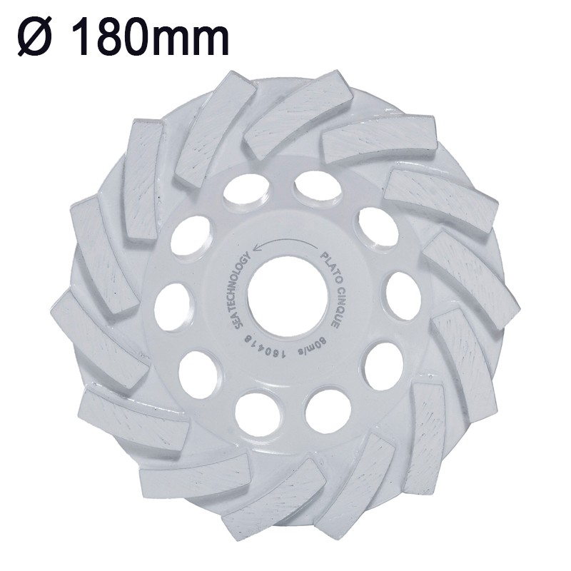 Platorello a secco SeaTechnology Plato Cinque Standard sgrossatura cemento, 180mm, foro 22,2mm