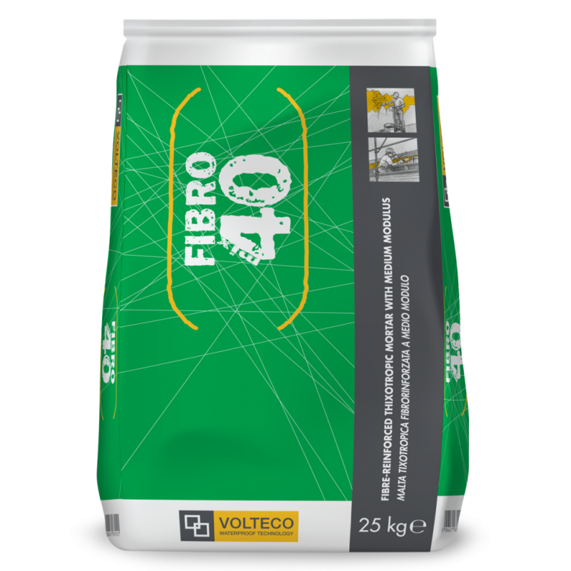 Malta da ripristino Volteco Fibromix 40 premiscelato cementizio (Sacco da 25 Kg)