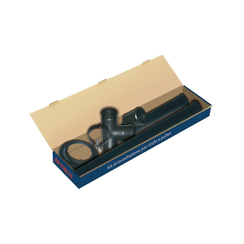 Kit tubi AN FIRE FE DN 80 ferro nero verniciato opaco per stufe a legna e pellet An Camini - 1