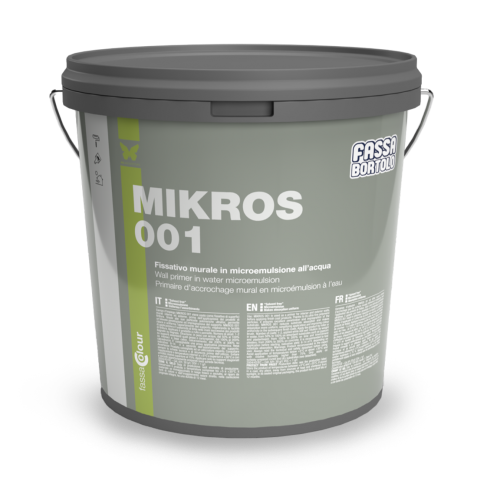 Fissativo murale Fassa MIKROS 001 per interni e esterni (Secchio da 4 e 12 lt)