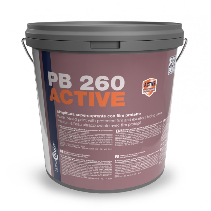 Idropittura per interni bianca Fassa Bortolo PB 260 Active con film protettivo anti-muffa (Secchio 5-14 lt)