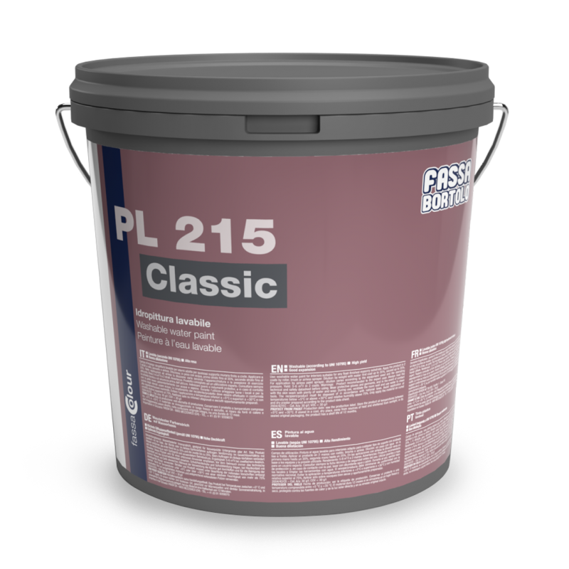 Idropittura per interni lavabile bianca semiopaca Fassa Bortolo PL 215 alta resa (Secchio 5-14 lt)