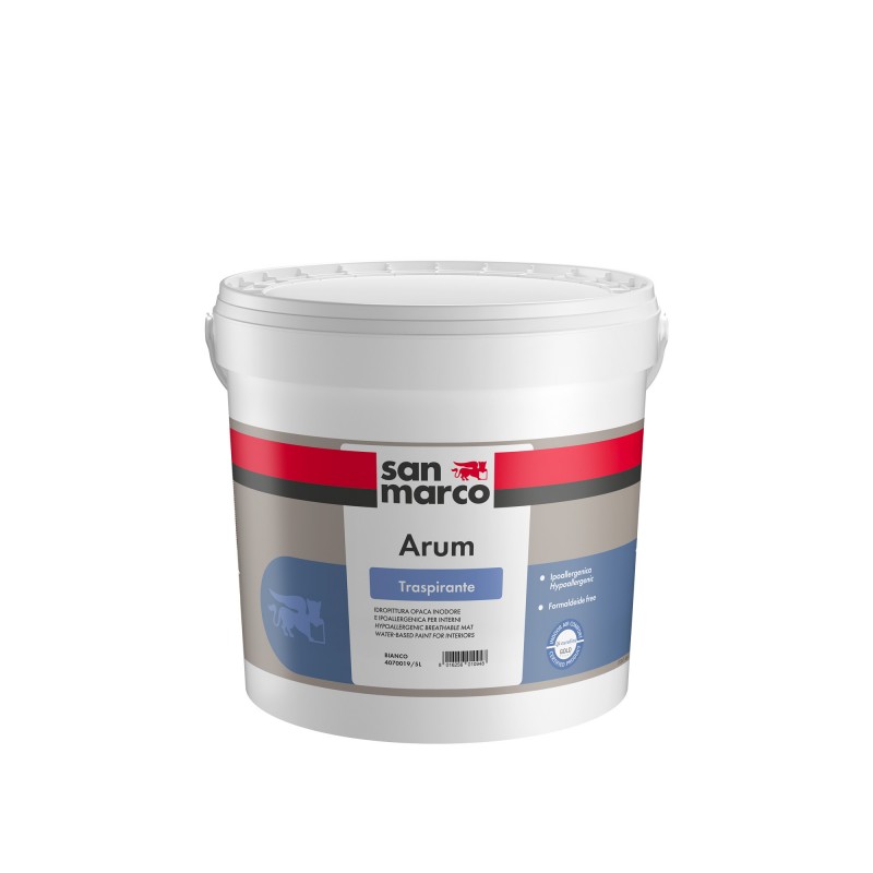 Idropittura traspirante ipoallergenica Arum San Marco bianca per interni (Secchio da 5 o 14Lt)