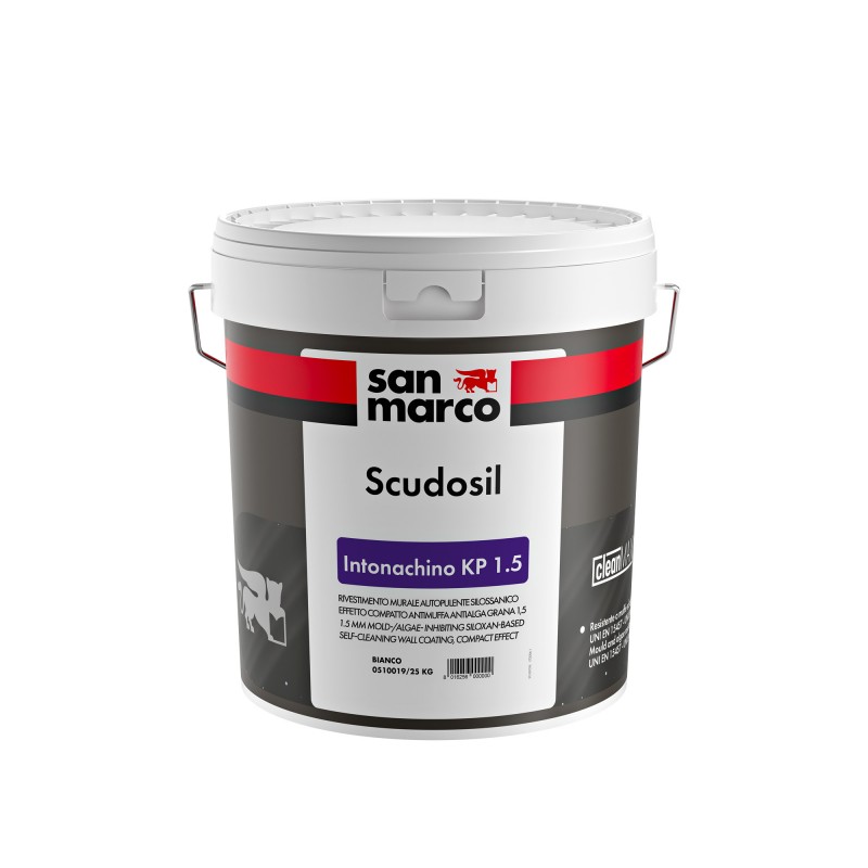 Rivestimento murale autopulente San Marco ScudoSIL effetto compatto Grana 1,5 (Secchio 25Kg)