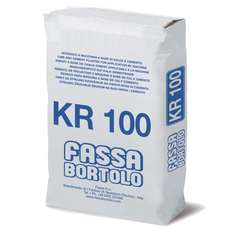 Intonaco di fondo Fassa KR100 a base calce e cemento ad elevata resistenza meccanica (Sacco da 25 kg) Fassa Bortolo - 1