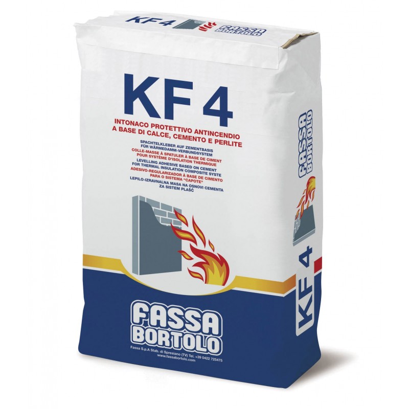Intonaco Fassa KF4 protettivo antincendio a base di calce, cemento e perlite per interni ed esterni (Sacco da 25 Kg) Fassa Borto