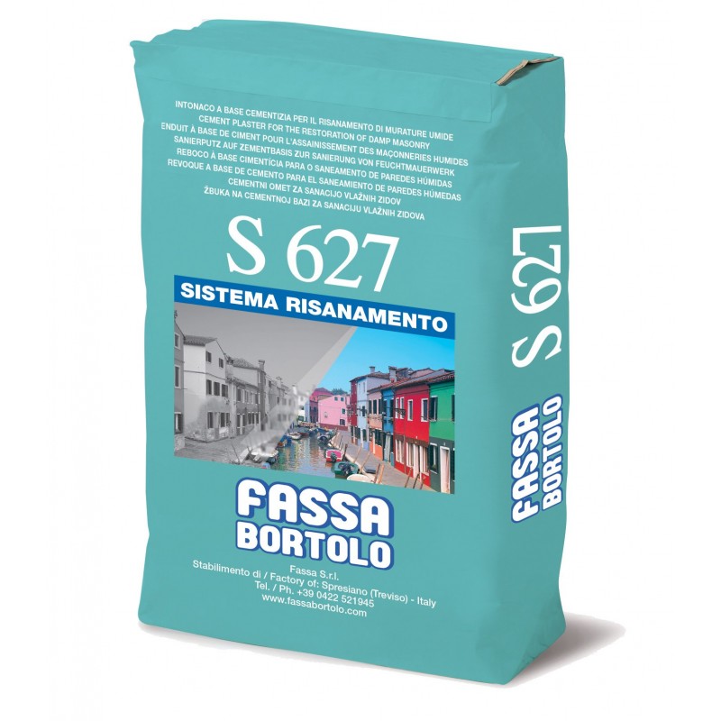 Intonaco Fassa S627 macroporoso per il risanamento di murature umide per interni ed esterni (Sacco da 25 Kg) Fassa Bortolo - 1