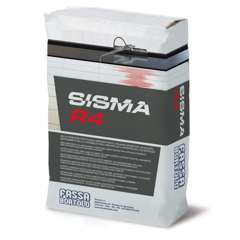 Malta cementizia Fassa Sisma R4 monocomponente polimero-modificata e fibrorinforzata (Sacco da 25 kg) Fassa Bortolo - 1