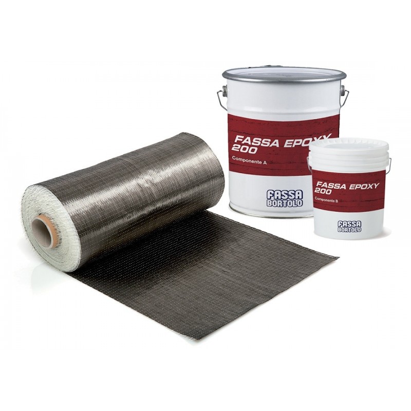 Tessuto unidirezionale Fassa Fassatex Carbon Uni 600 in fibra di carbonio da usare con Fassa Epoxy 200 lunghezza 50 m (1 Rotolo)