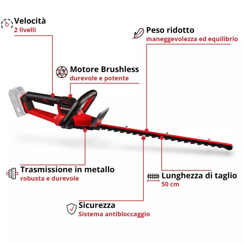 EINHELL TAGLIASIEPI A BATTERIA GP-CH 18/50 Li BL-Solo