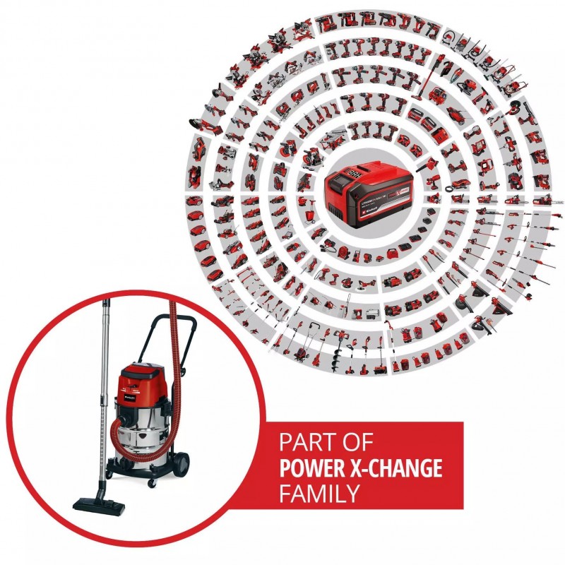 EINHELL ASPIRASOLIDI E LIQUIDI A BATTERIA TE-VC 36/30 Li S-Solo