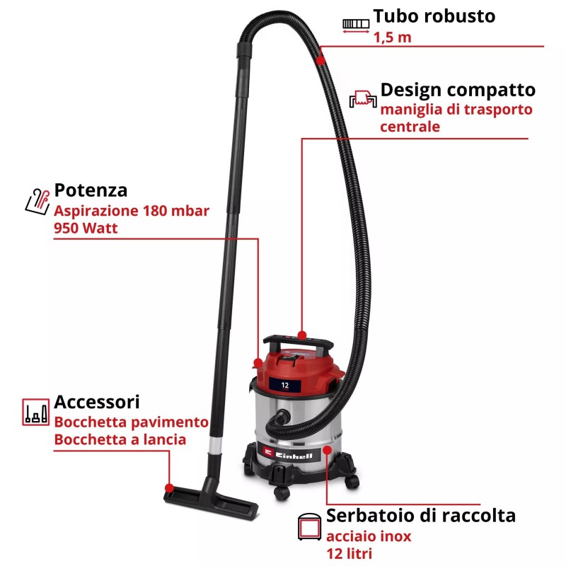 EINHELL ASPIRASOLIDI E LIQUIDI TC-VC 1240 S