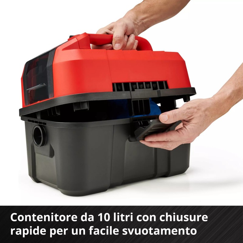 EINHELL ASPIRASOLIDI E LIQUIDI TE-VC 18/10 Li-Solo