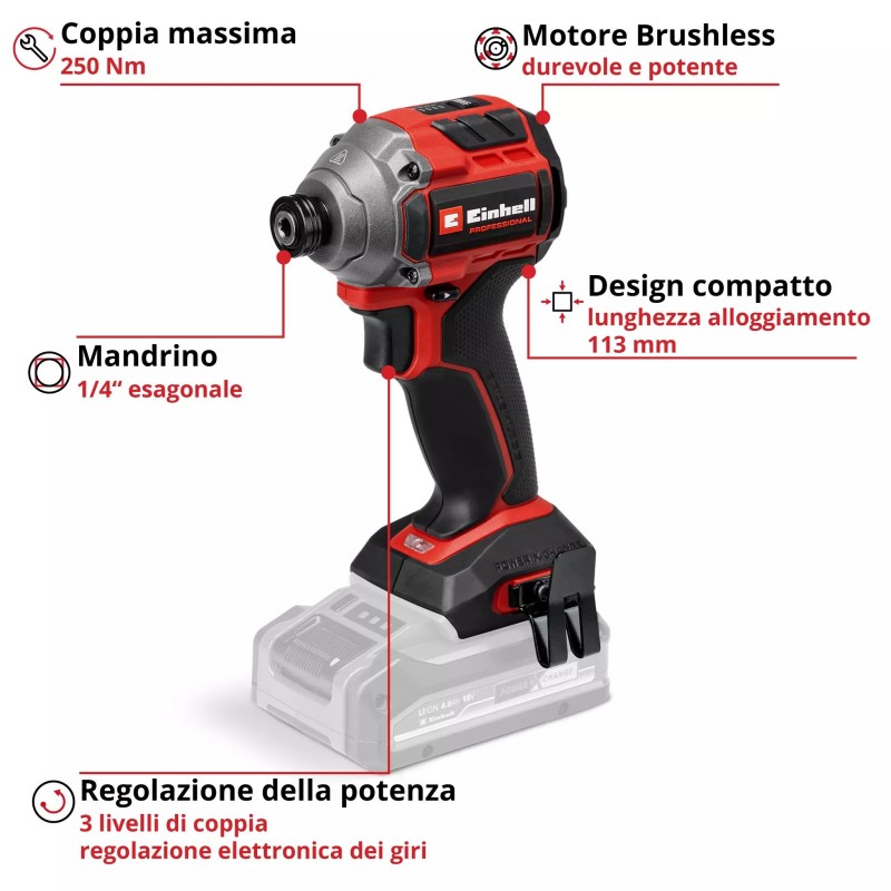 EINHELL AVVITATORE A IMPULSI TP-CI 18/250-C Li BL - Solo
