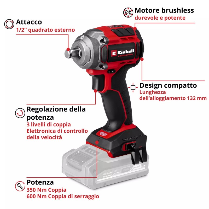 EINHELL AVVITATORE A PERCUSSIONE TP-CW 18/350-C Li BL-Solo