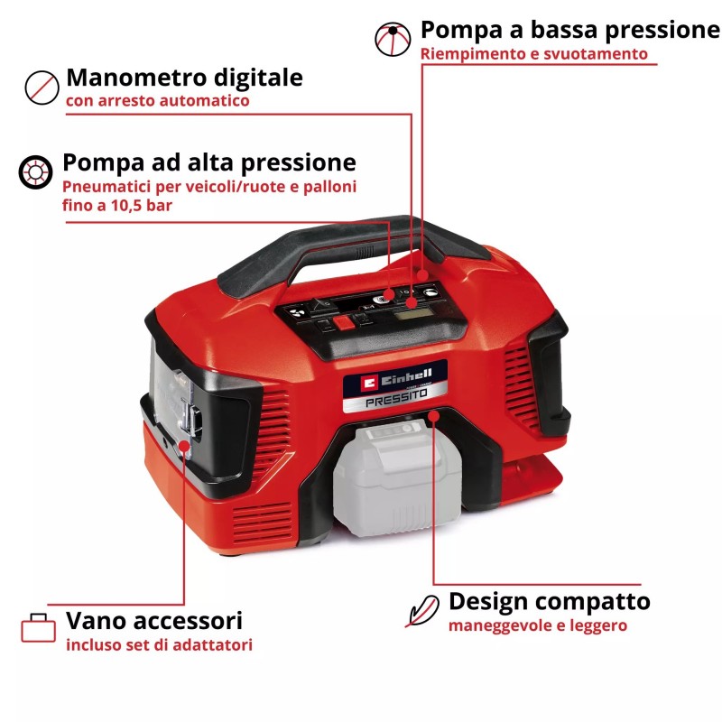 EINHELL COMPRESSORE A BATTERIA PRESSITO 18/21