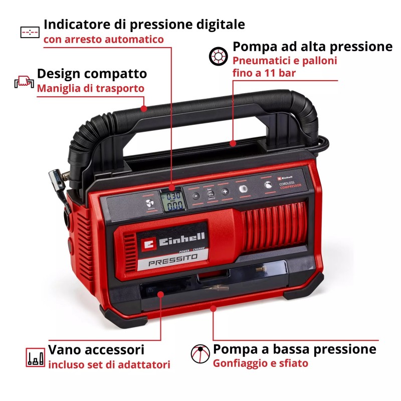 EINHELL COMPRESSORE A BATTERIA PRESSITO 18/25