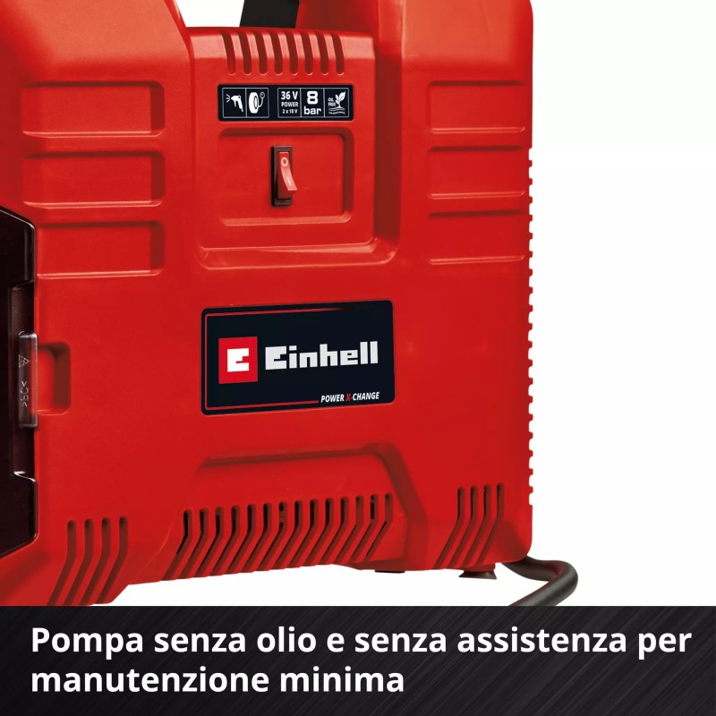EINHELL COMPRESSORE A VALIGETTA A BATTERIA TE-AC 36/8 LI OF SET-SOLO