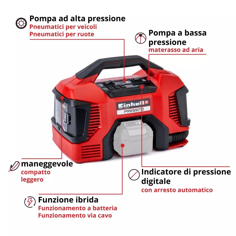 EINHELL COMPRESSORE IBRIDO PRESSITO