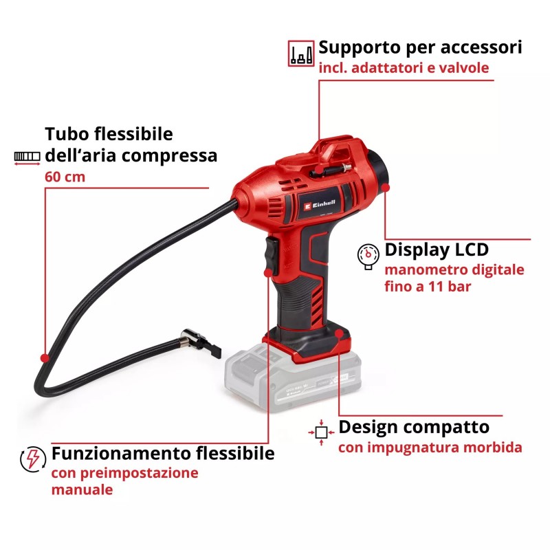 EINHELL COMPRESSORE PER AUTO CE-CC 18 Li-Solo
