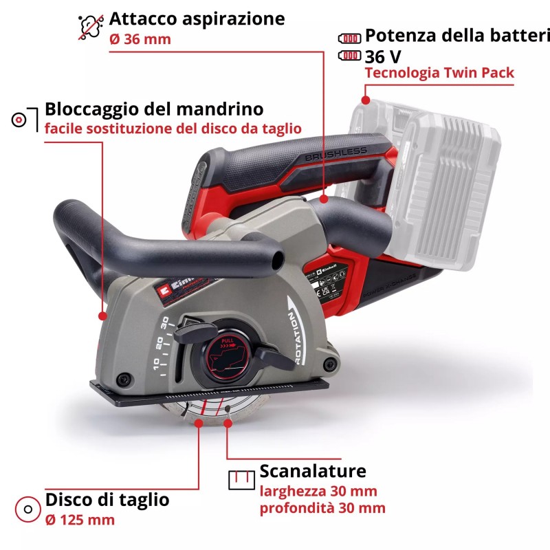 EINHELL FRESATRICE PER SCANALATURE PER PARETI TP-MA 36/30 Li BL - Solo