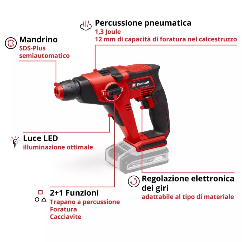 EINHELL TASSELLATORE A BATTERIA TE-HD 18/12 Li-Solo