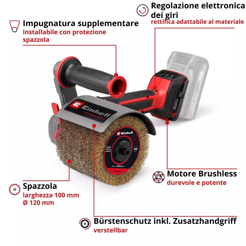 EINHELL LEVIGATRICE A SPAZZOLA TP-BR 18/32 Li BL-Solo