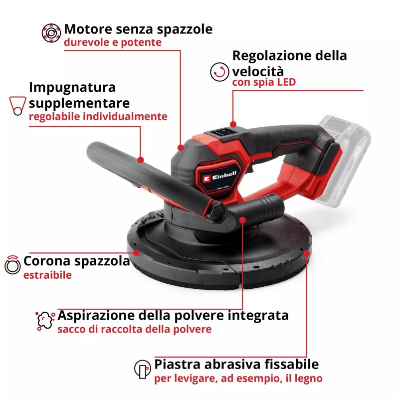 EINHELL LEVIGATRICE PER CARTONGESSO TP-DWS 18/225 Li BL Solo