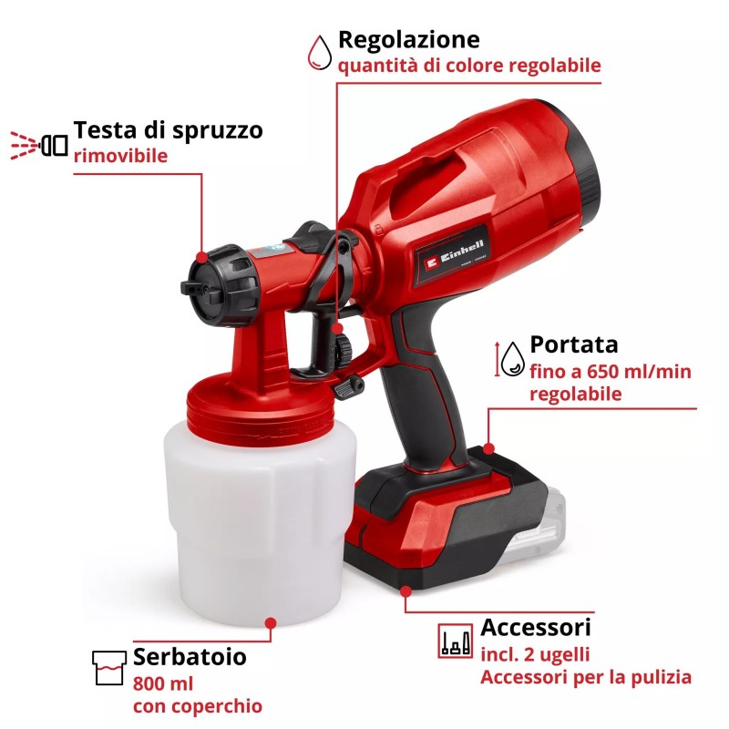 EINHELL PISTOLA A SPRUZZO TC-SY 18/60 Li-Solo