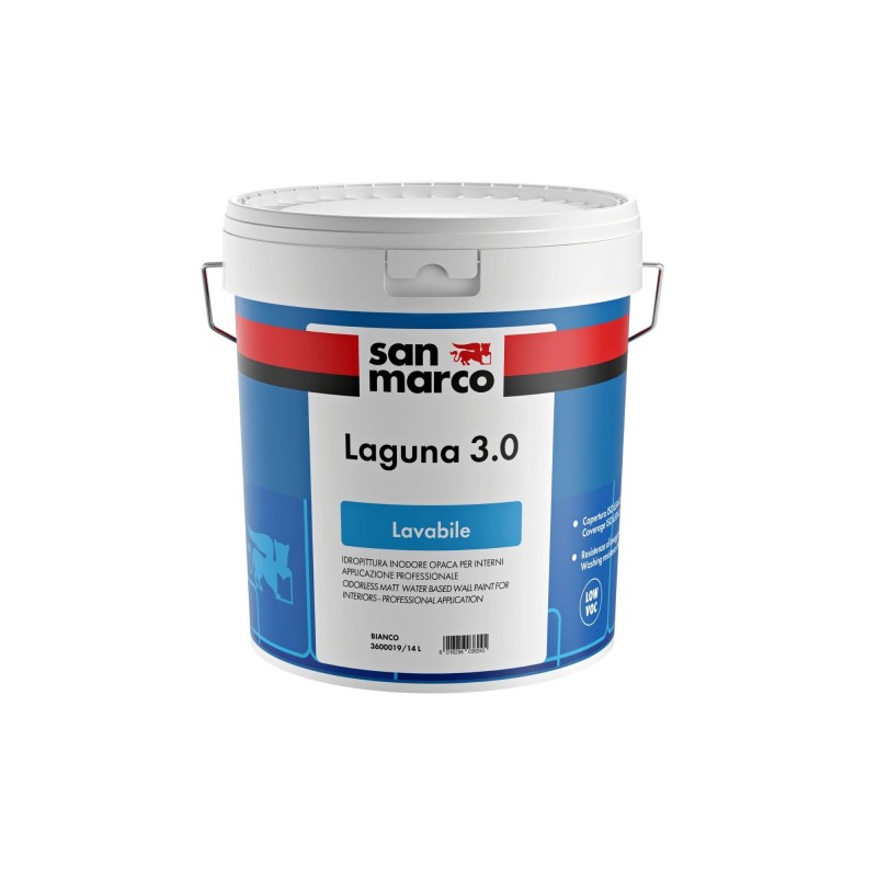 Idropittura lavabile Laguna 3.0 San Marco bianca per interni (Secchio da 1Lt, 4Lt o 14Lt)