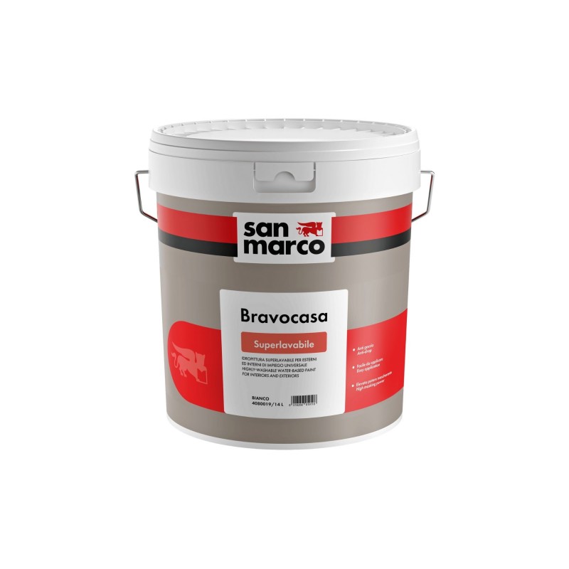 Idropittura superlavabile Bravocasa San Marco universale per esterno e interno (Secchio da 4Lt o 14Lt)