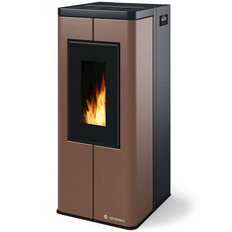 Stufa Scrigno CS Thermos a pellet con bruciatore autopulente, Metallo Bronzo, a fumi posteriore/superiore, 8,9kW CS Thermos - 1