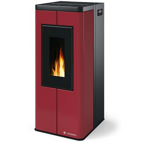Stufa Scrigno CS Thermos a pellet con bruciatore autopulente, Metallo Rosso, a fumi posteriore/superiore, 8,9kW CS Thermos - 1
