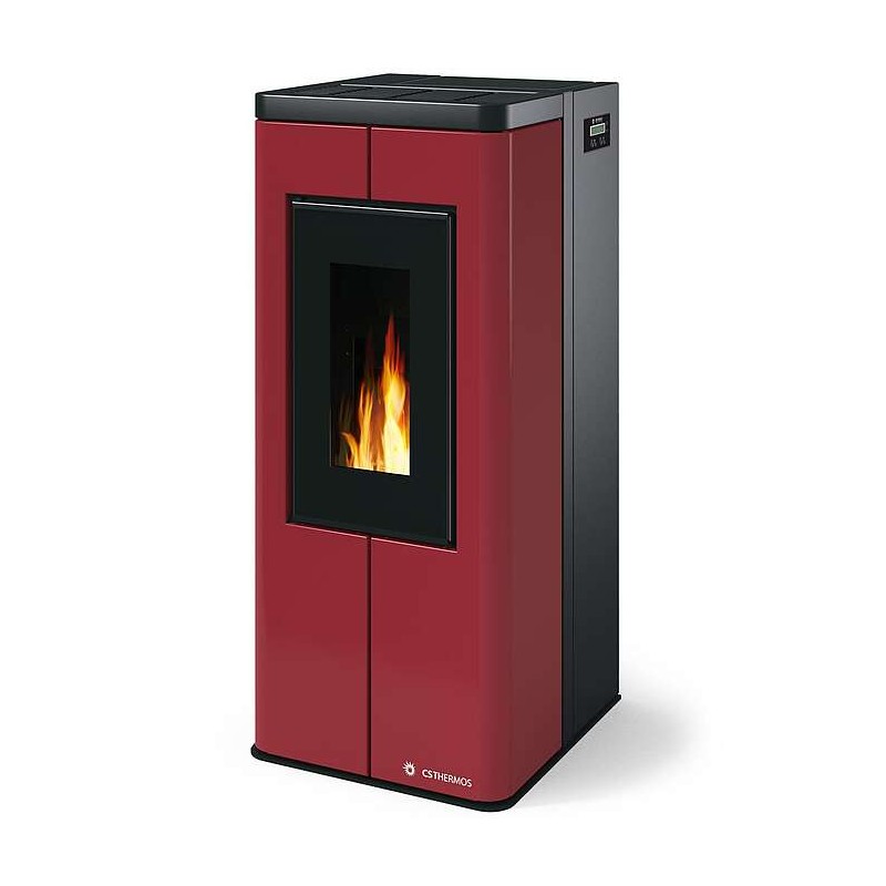 Stufa Scrigno CS Thermos a pellet con bruciatore autopulente, Metallo Rosso, a fumi posteriore/superiore, 8,9kW CS Thermos - 1