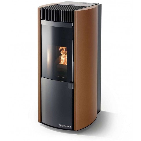 Stufa Garda 9 CS Thermos a pellet con bruciatore autopulente, Metallo Bronzo, a fumi posteriore/superiore, 10,1kW