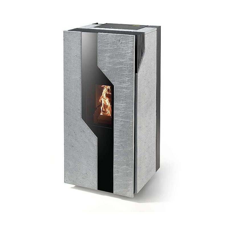 Stufa Sirmione 9 CS Thermos a pellet con bruciatore autopulente, Pietra Ollare, a fumi posteriore/superiore, 10,1kW