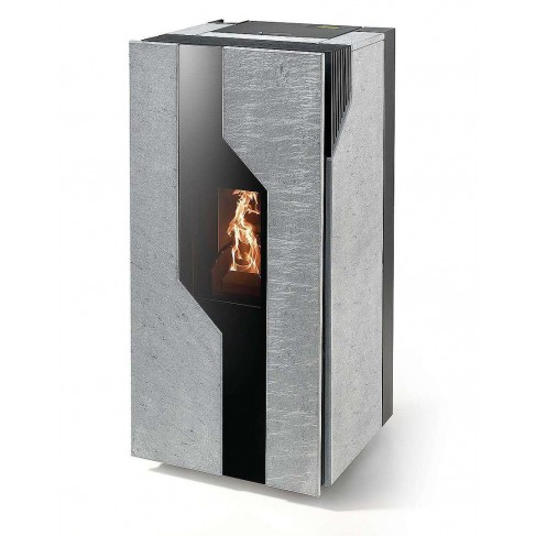 Stufa Sirmione 12 CS Thermos a pellet con bruciatore autopulente, Pietra Ollare, a fumi posteriore/superiore, 13,2kW