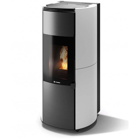 Stufa Arianna 10 Plus CS Thermos a pellet con bruciatore autopulente, Ceramica Perla, a fumi posteriore/superiore, 10,8kW