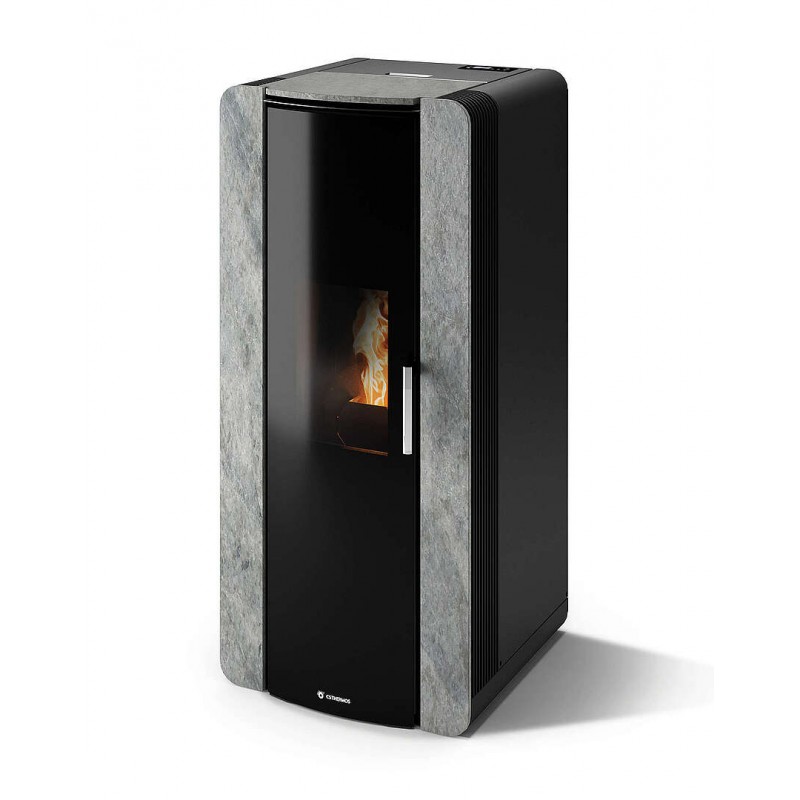 Stufa Firenze 10 CS Thermos a pellet con bruciatore autopulente, Pietra Ollare, a fumi posteriore/superiore, 10,8kW